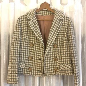 Vintage Houndstooth Double-Breasted Blazer